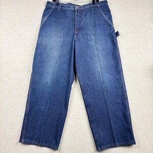 Guess Jeans Workwear Carpenter Pants Baggy Y2K Dark Wash Denim 38x32